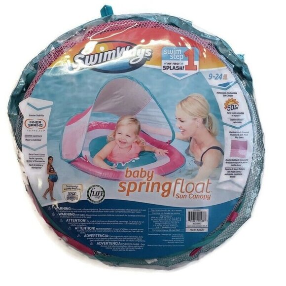 SwimWays Other - Swimways Baby Spring Float Sun Canopy Pink Fish Swim Step 1 Splash 9-24 Months